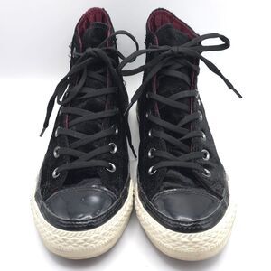 Converse Women 7.5 Men 5.5 Chuck Taylor CTAS High Black Velvet Spikes 141621C